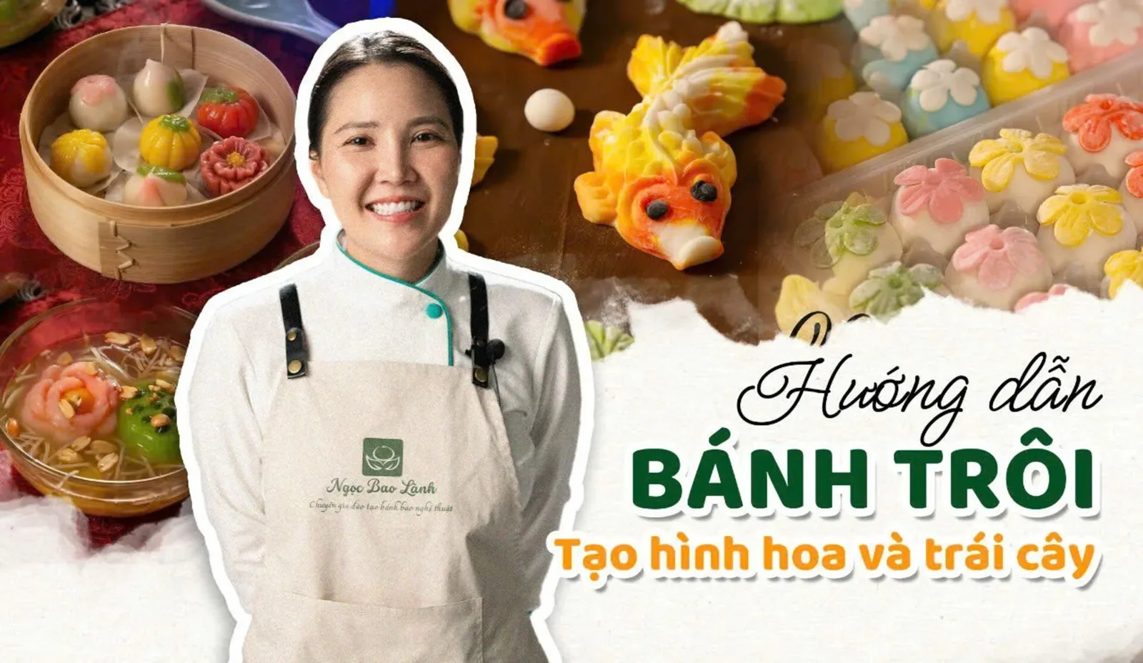 Đĩa bánh trôi tạo hình hoa sen ngũ sắc — lopbanh.vn bởi cô Ngọc Bao Lành